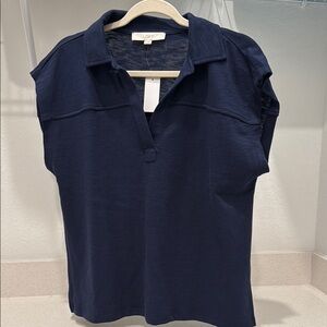 LOFT Blue Sleeveless Polo Shirt Relaxed Fit